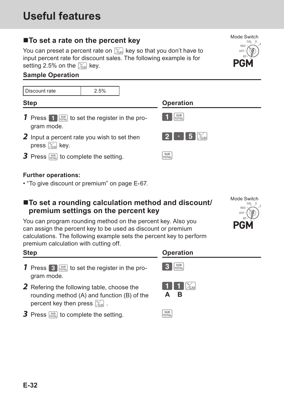 Useful features | Casio PCR-T273 User Manual | Page 32 / 74