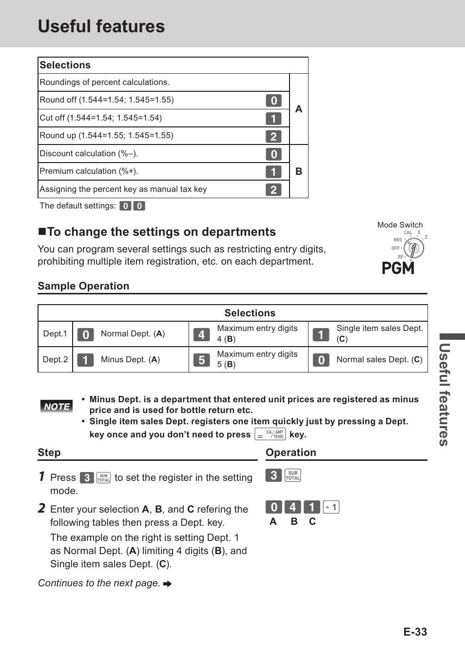 Useful features, Use ful fe atu re s | Casio PCR-T273 User Manual | Page 33 / 74