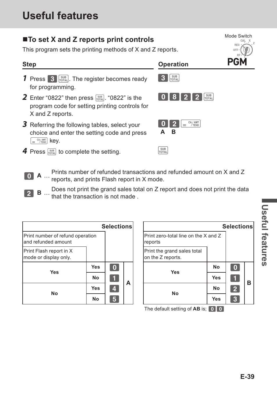 Useful features, Use ful fe atu re s | Casio PCR-T273 User Manual | Page 39 / 74