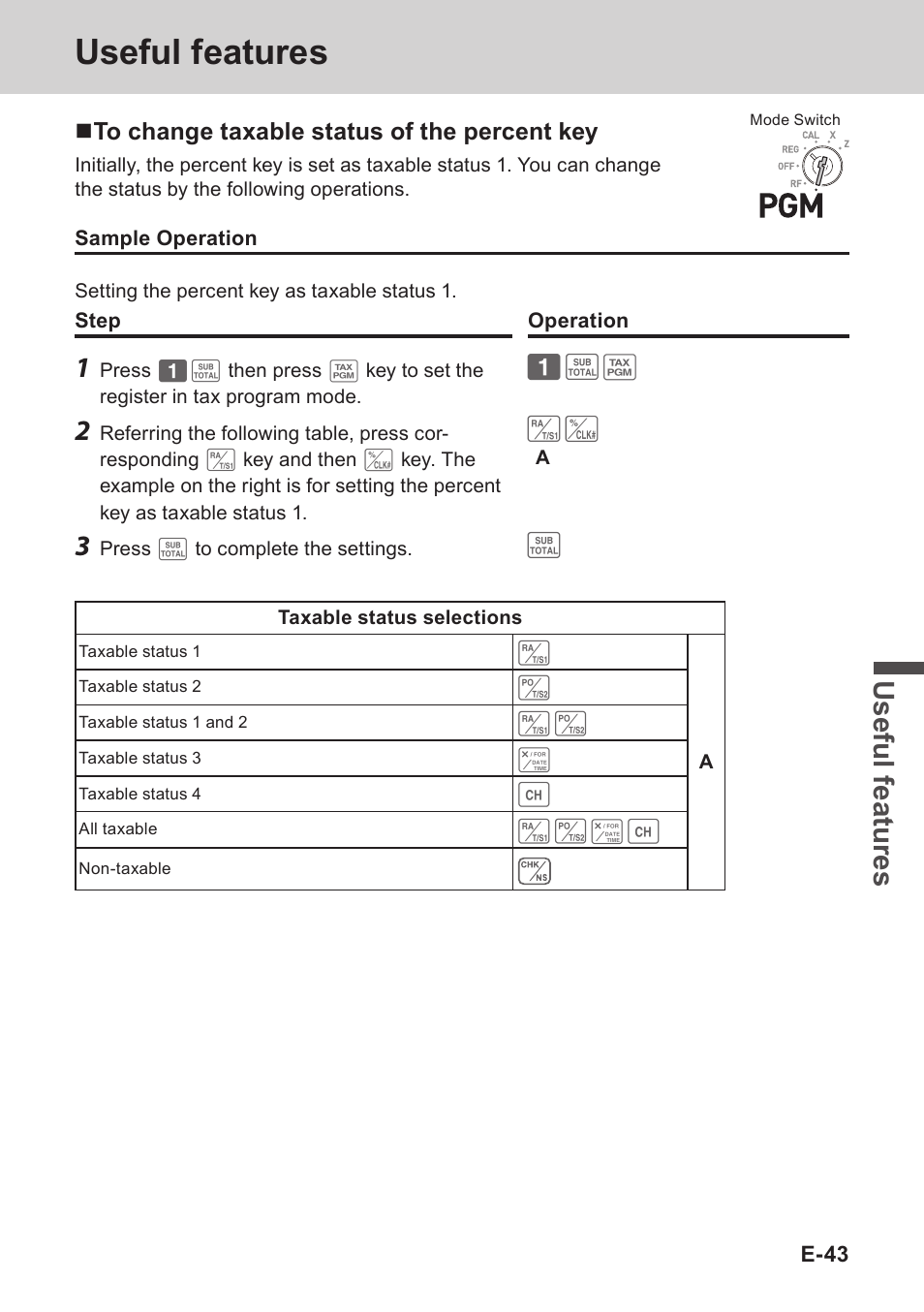 Useful features, Use ful fe atu re s | Casio PCR-T273 User Manual | Page 43 / 74