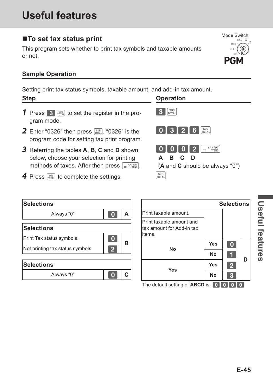 Useful features, Use ful fe atu re s | Casio PCR-T273 User Manual | Page 45 / 74