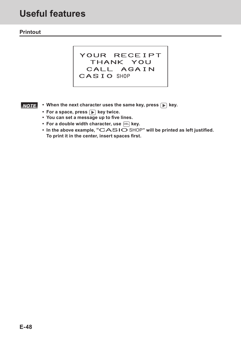 Useful features | Casio PCR-T273 User Manual | Page 48 / 74