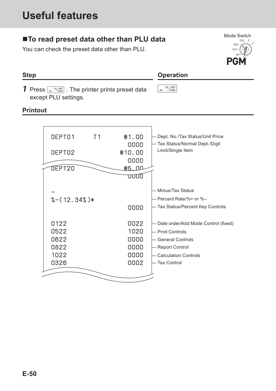 Useful features | Casio PCR-T273 User Manual | Page 50 / 74