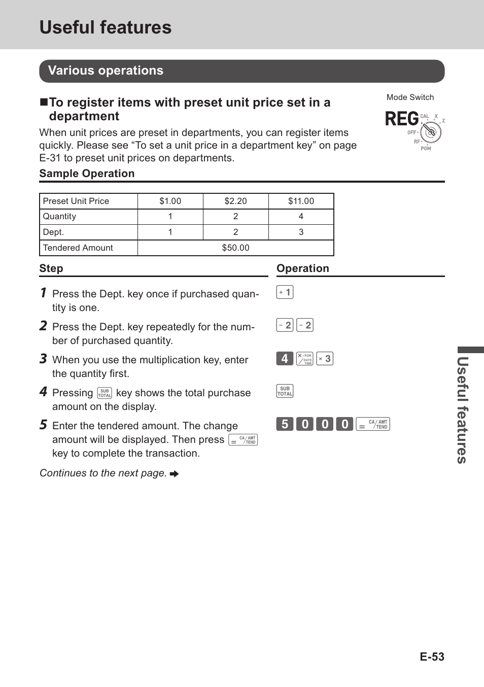 Useful features, Use ful fe atu re s | Casio PCR-T273 User Manual | Page 53 / 74