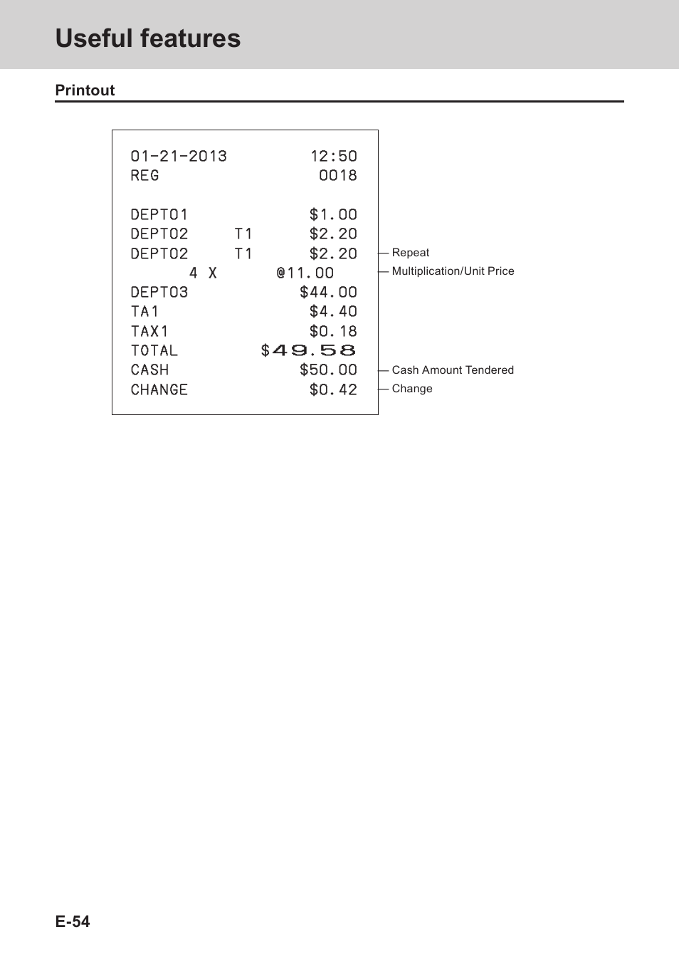 Useful features | Casio PCR-T273 User Manual | Page 54 / 74