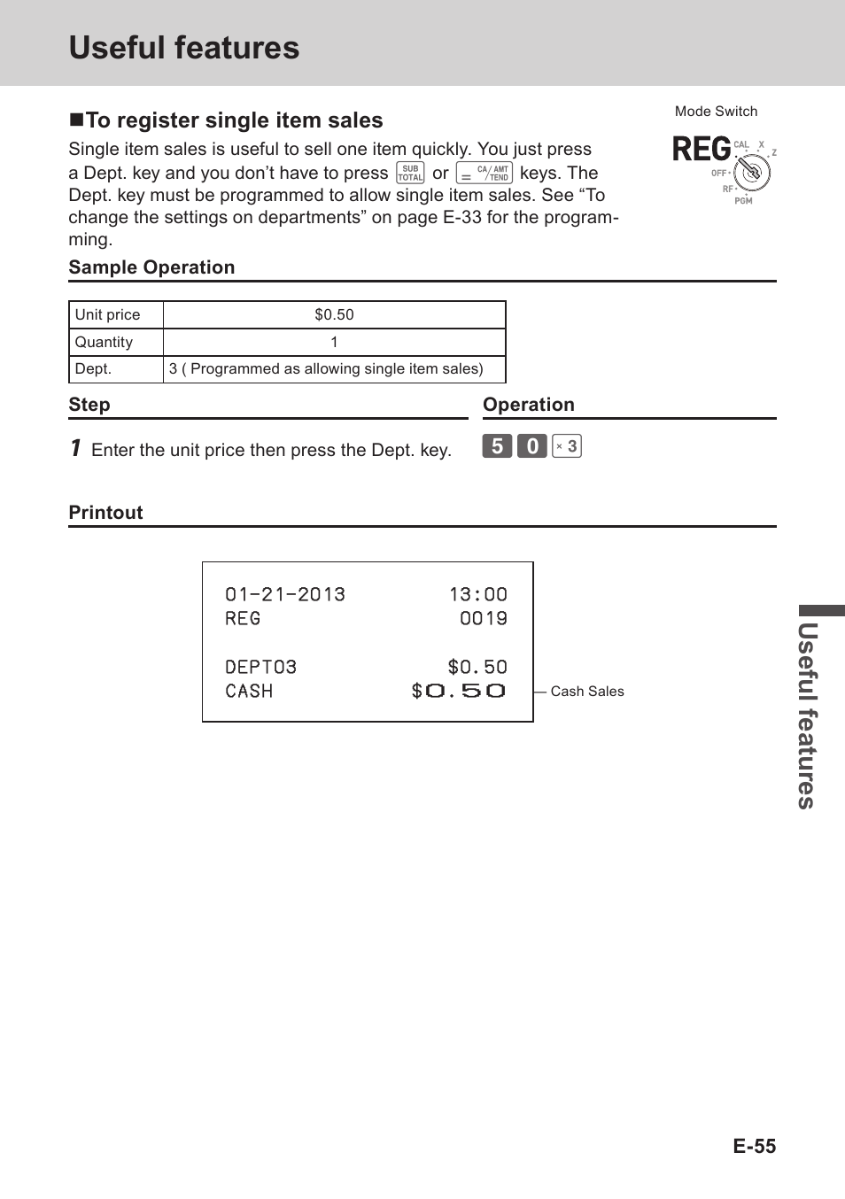 Useful features, Use ful fe atu re s | Casio PCR-T273 User Manual | Page 55 / 74