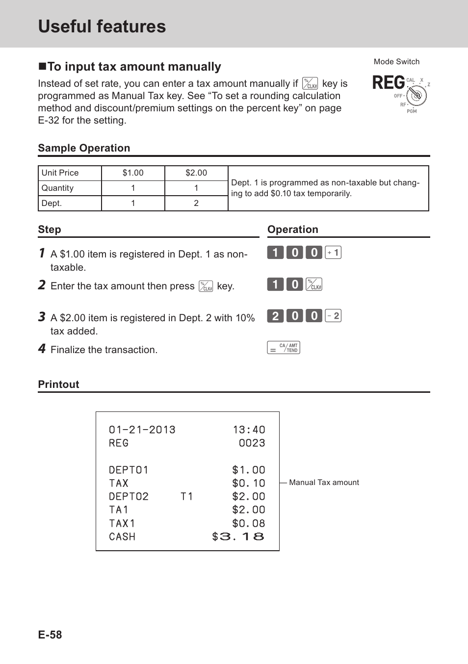 Useful features | Casio PCR-T273 User Manual | Page 58 / 74