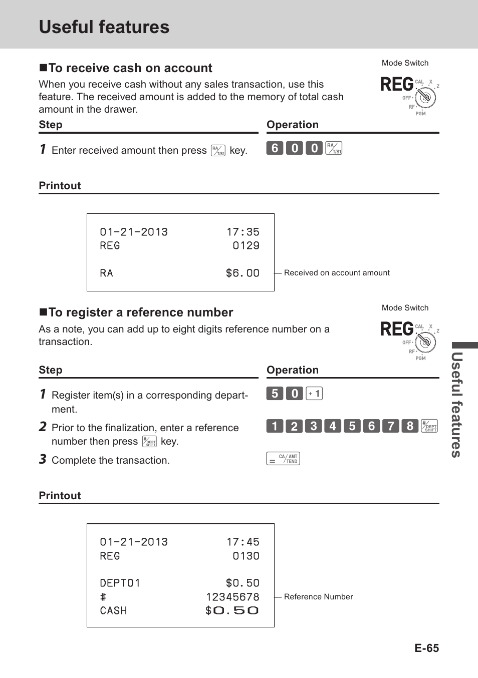 Useful features, Use ful fe atu re s | Casio PCR-T273 User Manual | Page 65 / 74
