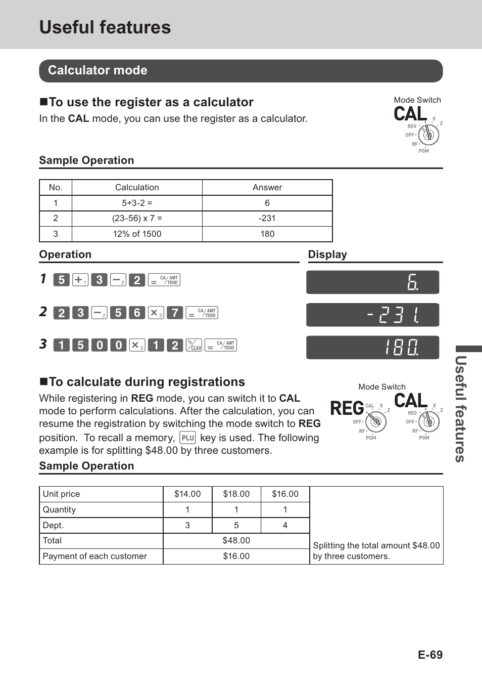 Useful features, Use ful fe atu re s | Casio PCR-T273 User Manual | Page 69 / 74
