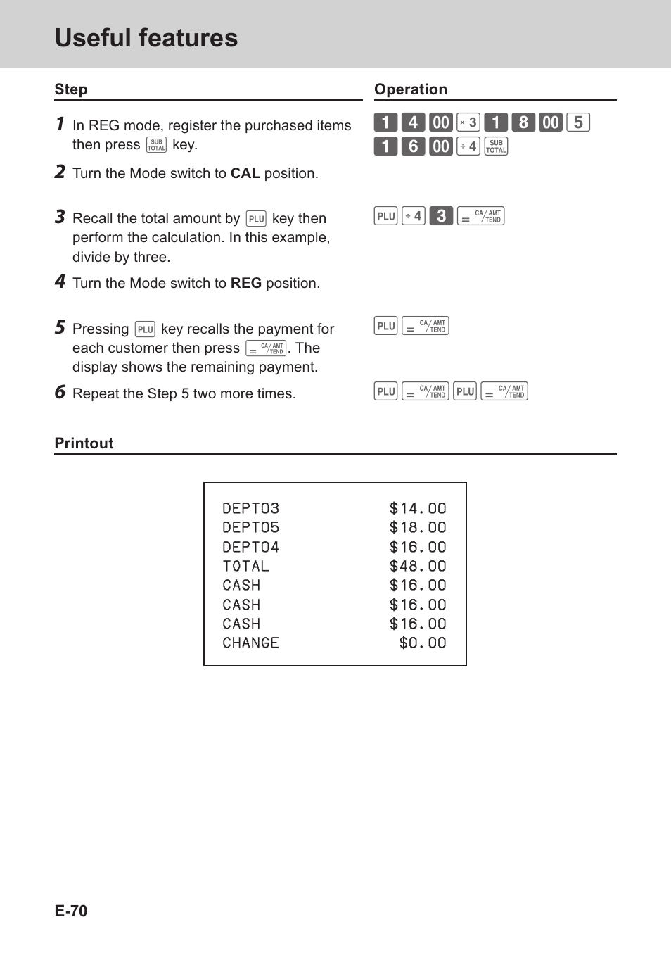 Useful features | Casio PCR-T273 User Manual | Page 70 / 74
