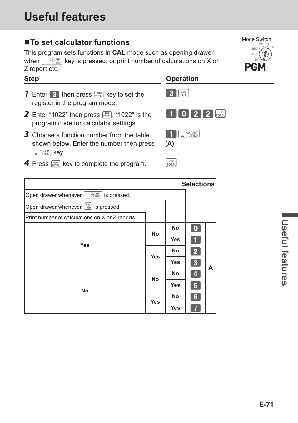 Useful features, Use ful fe atu re s | Casio PCR-T273 User Manual | Page 71 / 74