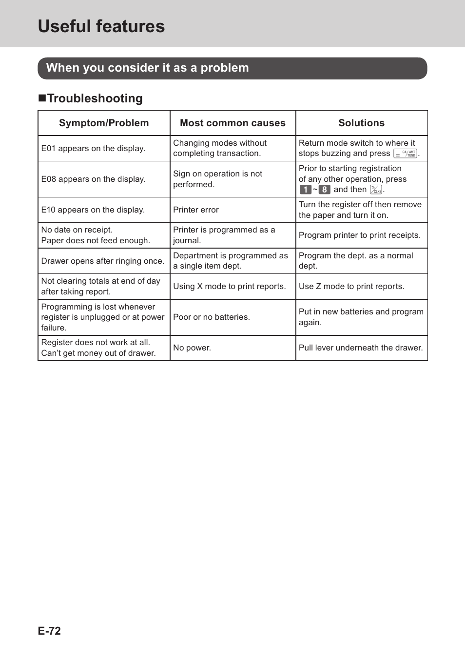 Useful features, E-72 | Casio PCR-T273 User Manual | Page 72 / 74