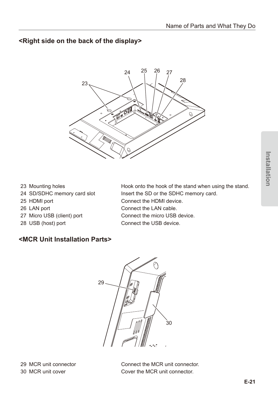 Mcr unit installation parts | Casio V-R7000 User Manual | Page 23 / 36