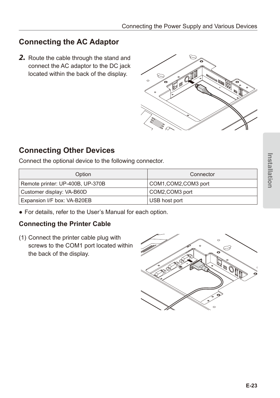 Connecting the ac adaptor, Connecting other devices | Casio V-R7000 User Manual | Page 25 / 36