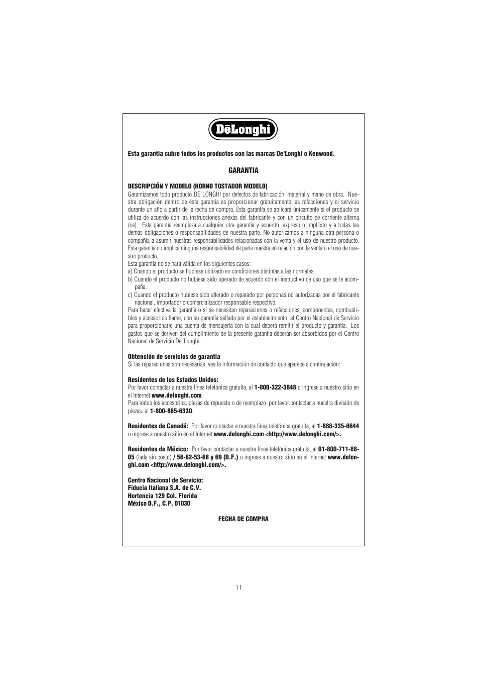 DeLonghi RFH9030 User Manual | Page 11 / 16