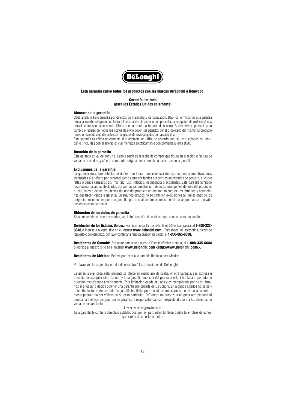 DeLonghi RFH9030 User Manual | Page 12 / 16