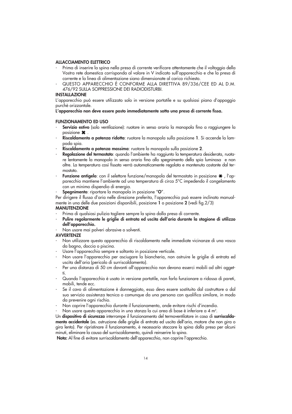 DeLonghi RFH9030 User Manual | Page 14 / 16
