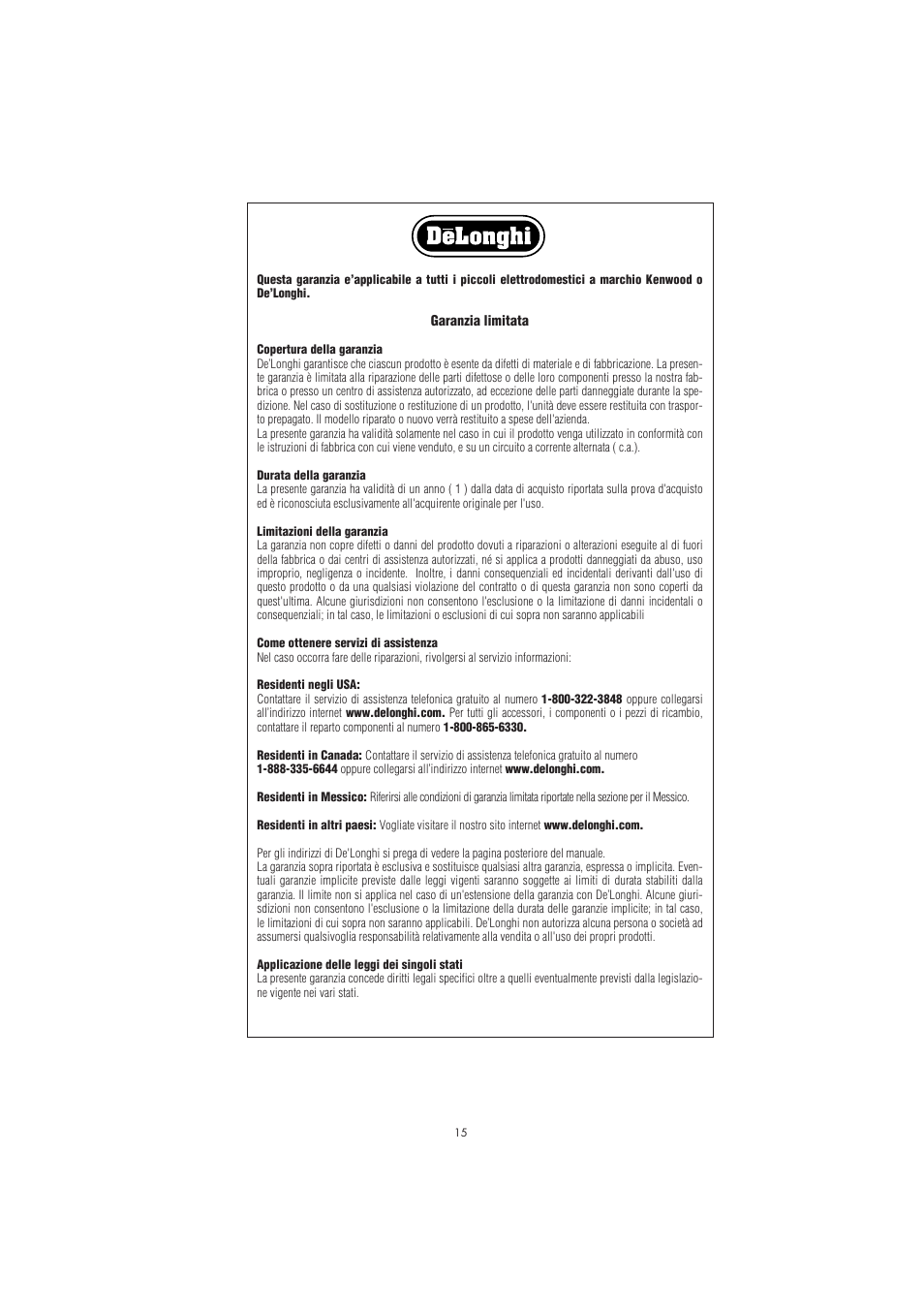 DeLonghi RFH9030 User Manual | Page 15 / 16
