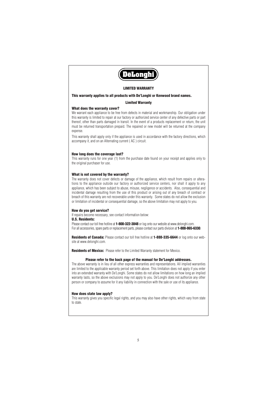 DeLonghi RFH9030 User Manual | Page 5 / 16