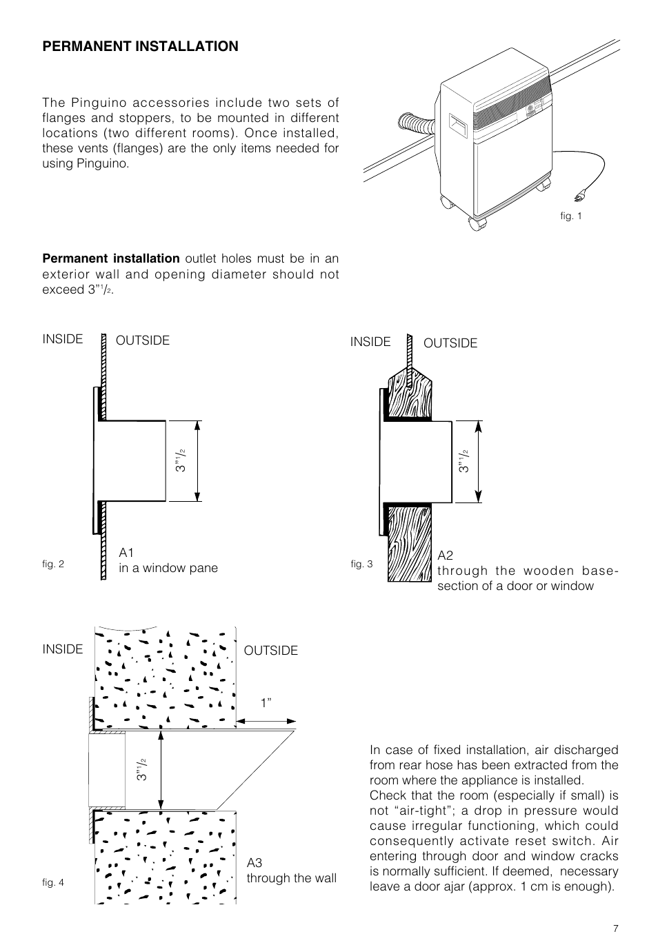 Permanent installation | DeLonghi PAC 210 U User Manual | Page 7 / 17