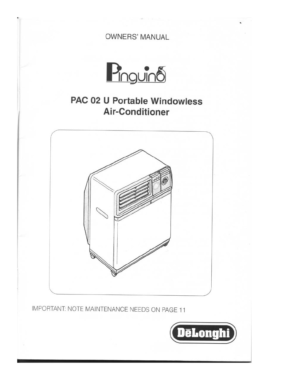 DeLonghi PAC 02 User Manual | 14 pages