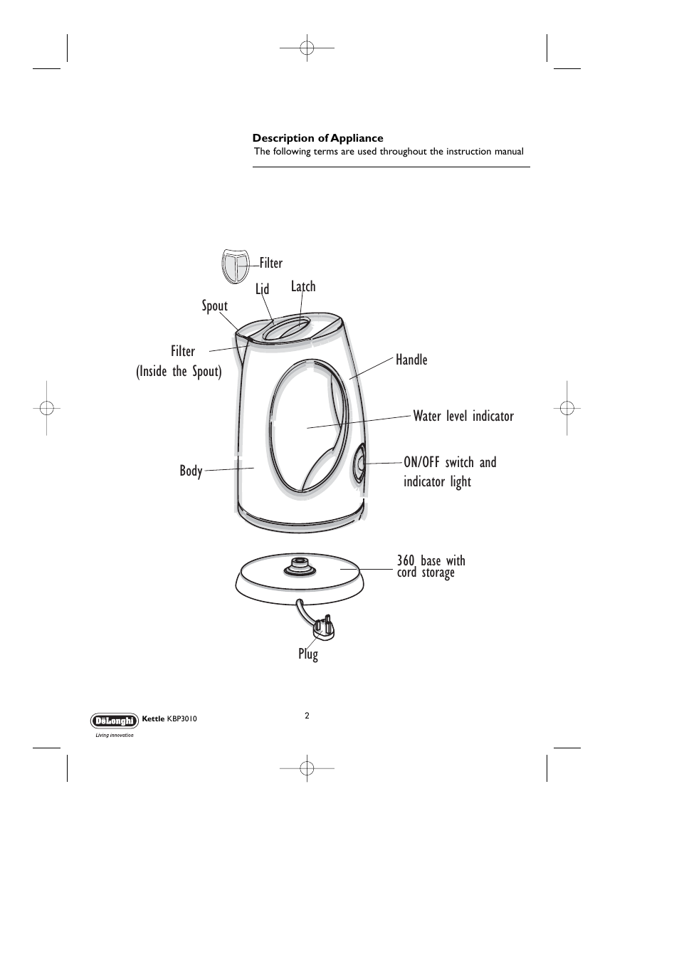 DeLonghi KBP3010 User Manual | Page 2 / 9