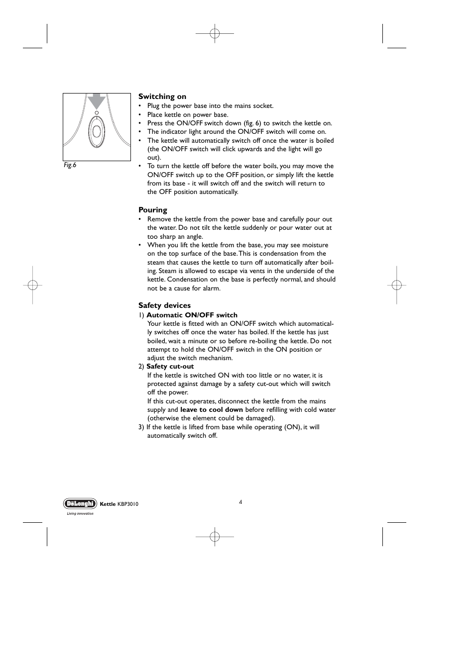 DeLonghi KBP3010 User Manual | Page 4 / 9