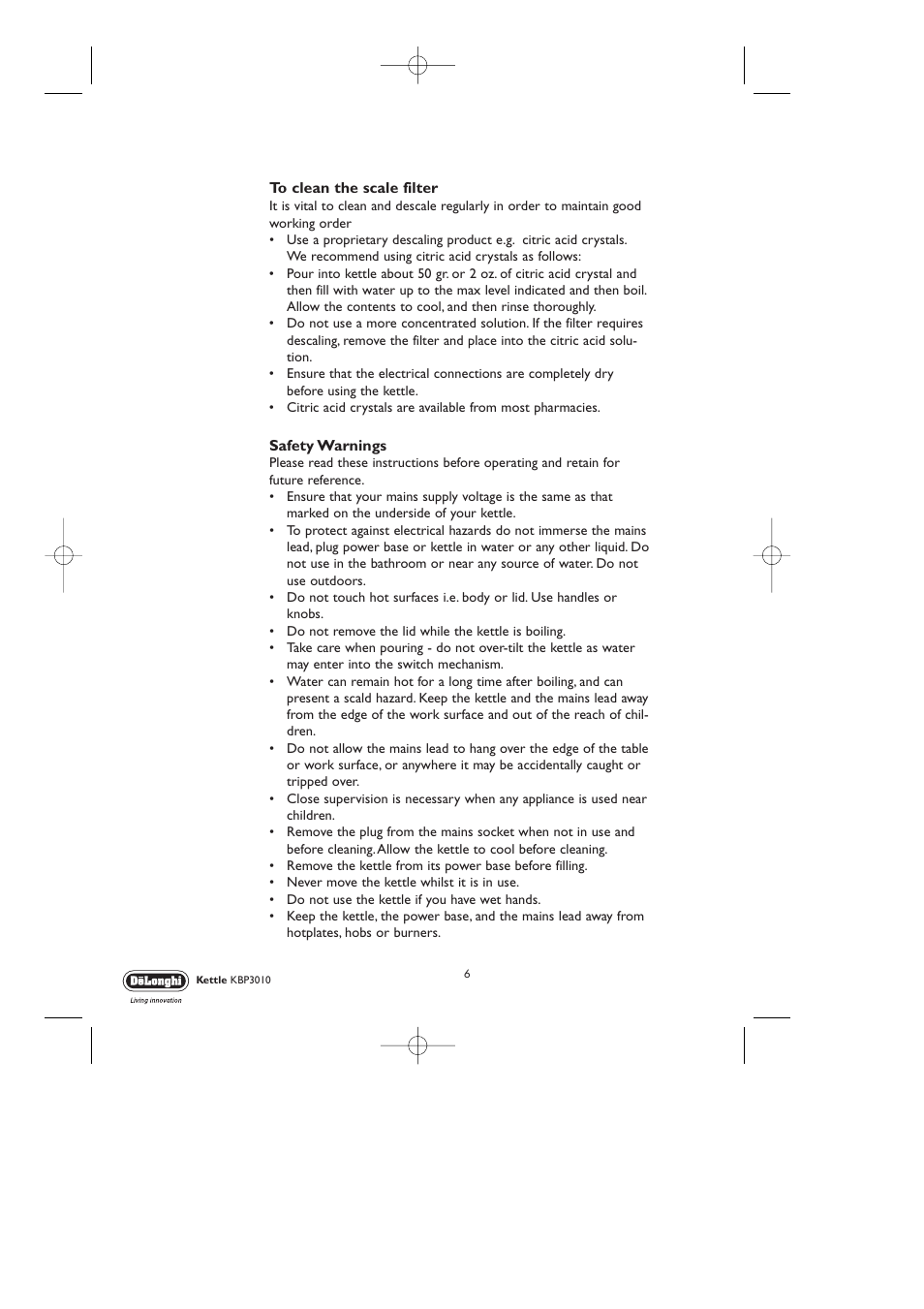 DeLonghi KBP3010 User Manual | Page 6 / 9