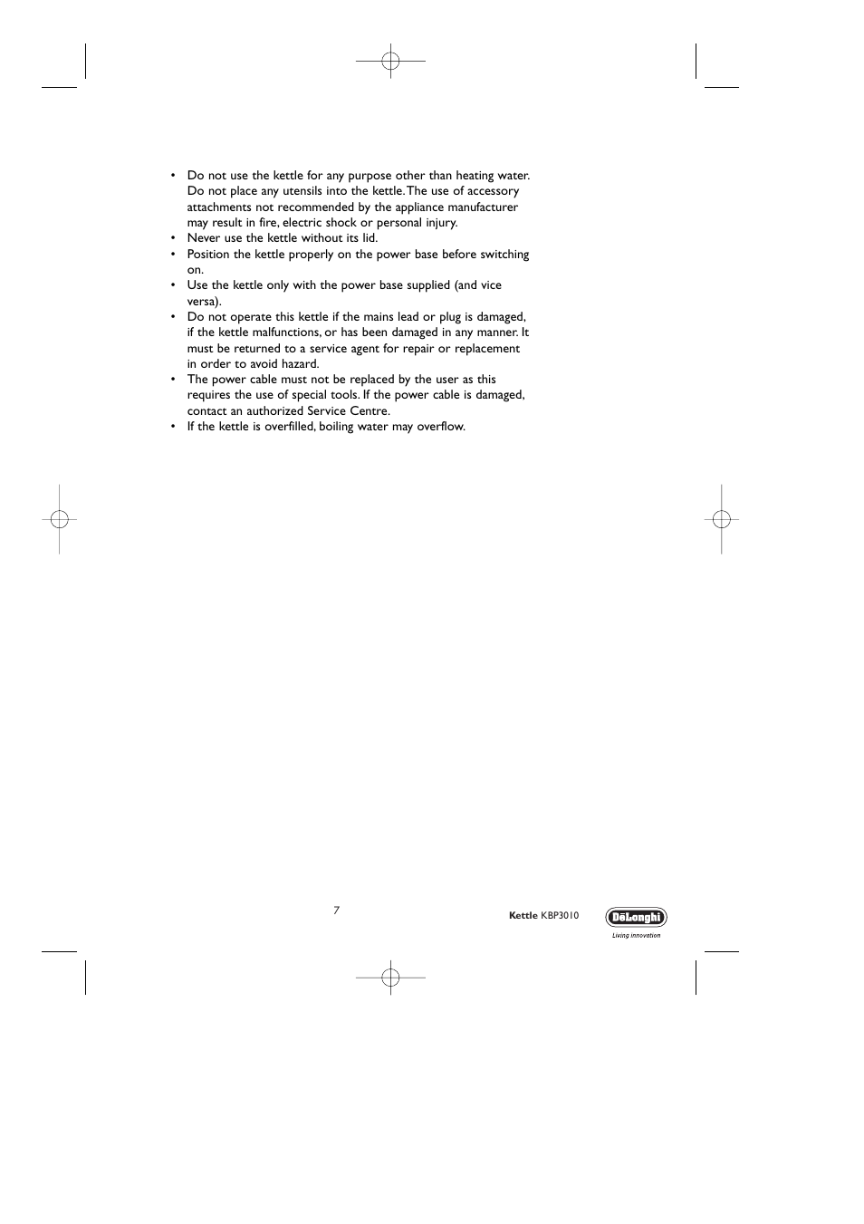 DeLonghi KBP3010 User Manual | Page 7 / 9