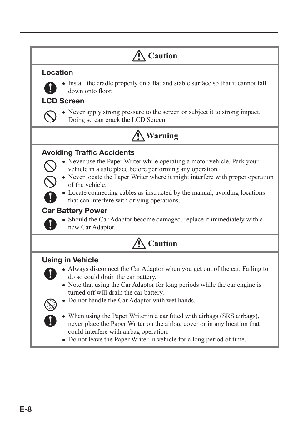 Caution, Warning | Casio V-N500 User Manual | Page 10 / 246