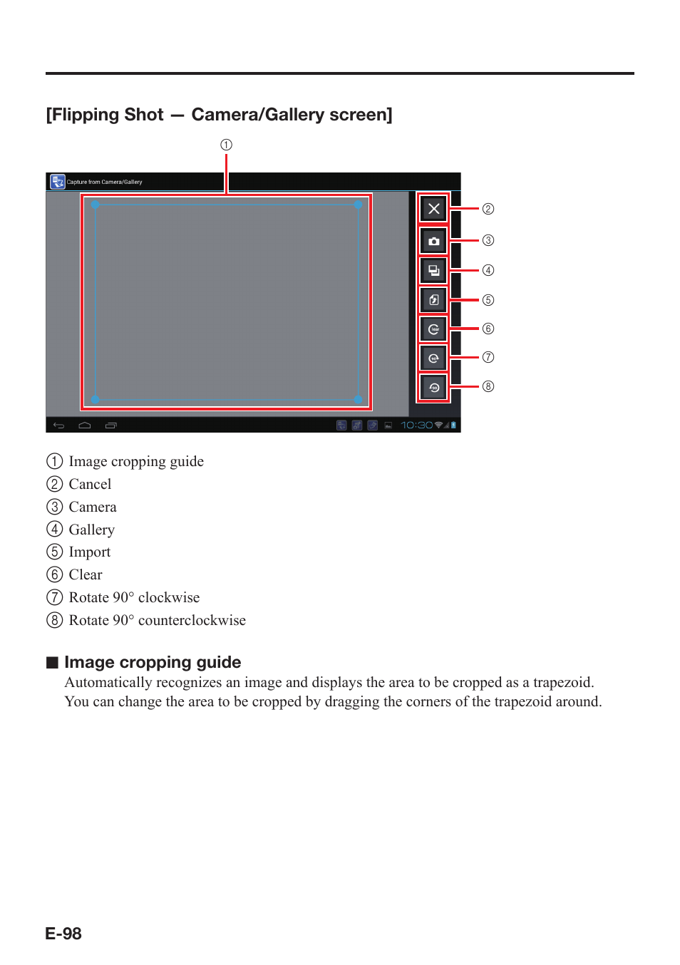 Flipping shot — camera/gallery screen | Casio V-N500 User Manual | Page 100 / 246