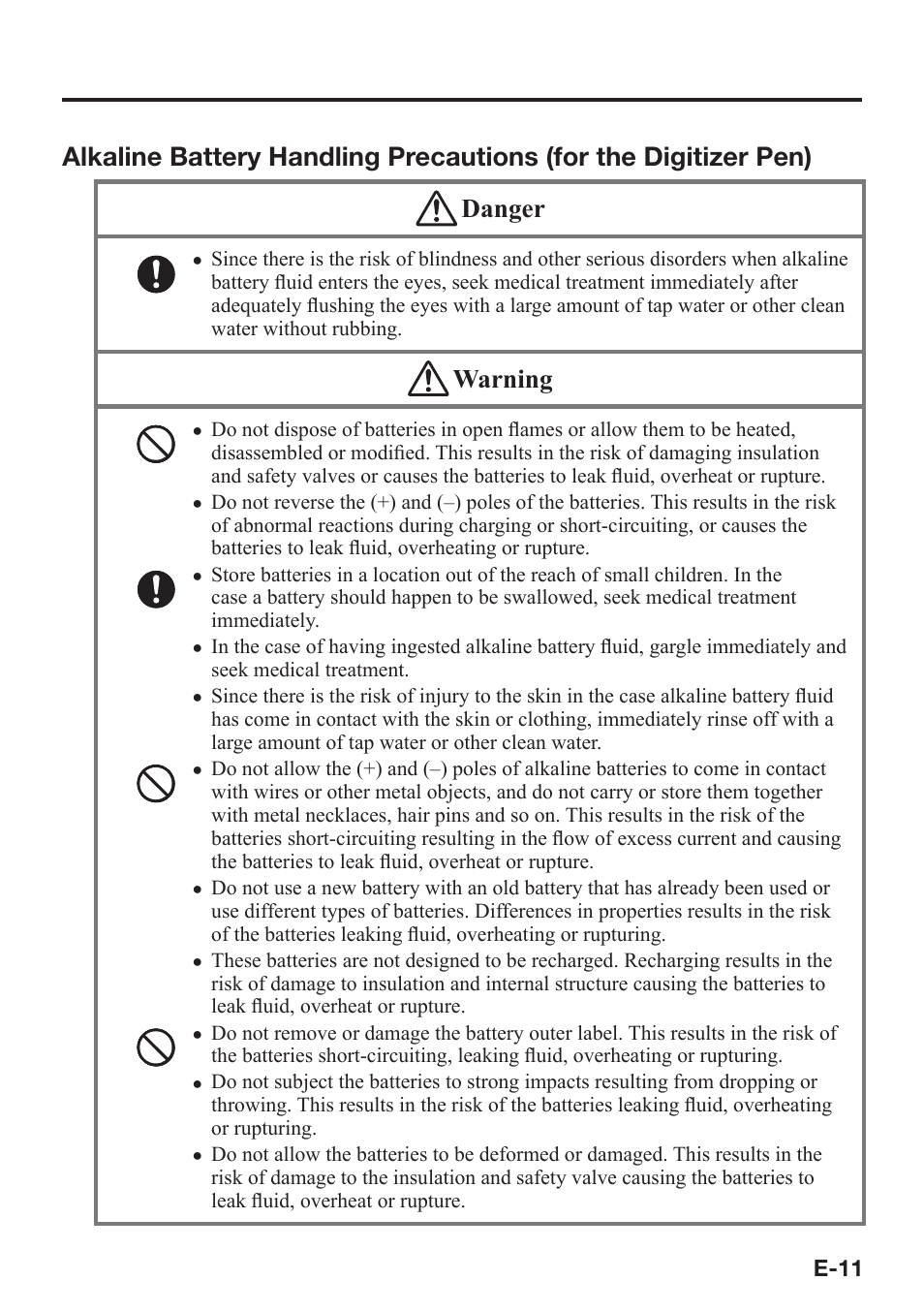 Warning | Casio V-N500 User Manual | Page 13 / 246