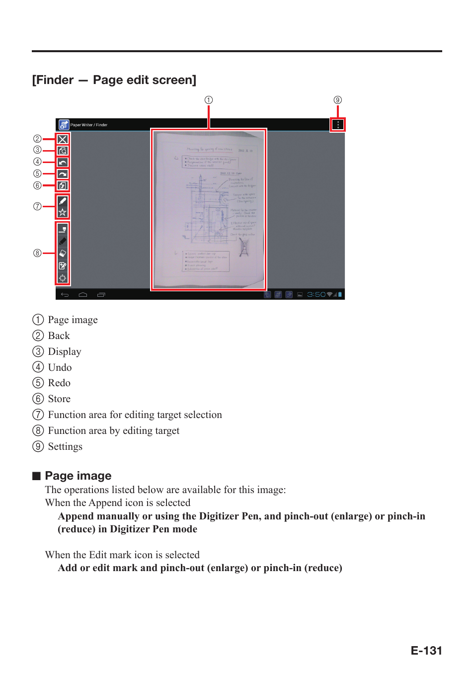 Finder — page edit screen | Casio V-N500 User Manual | Page 133 / 246