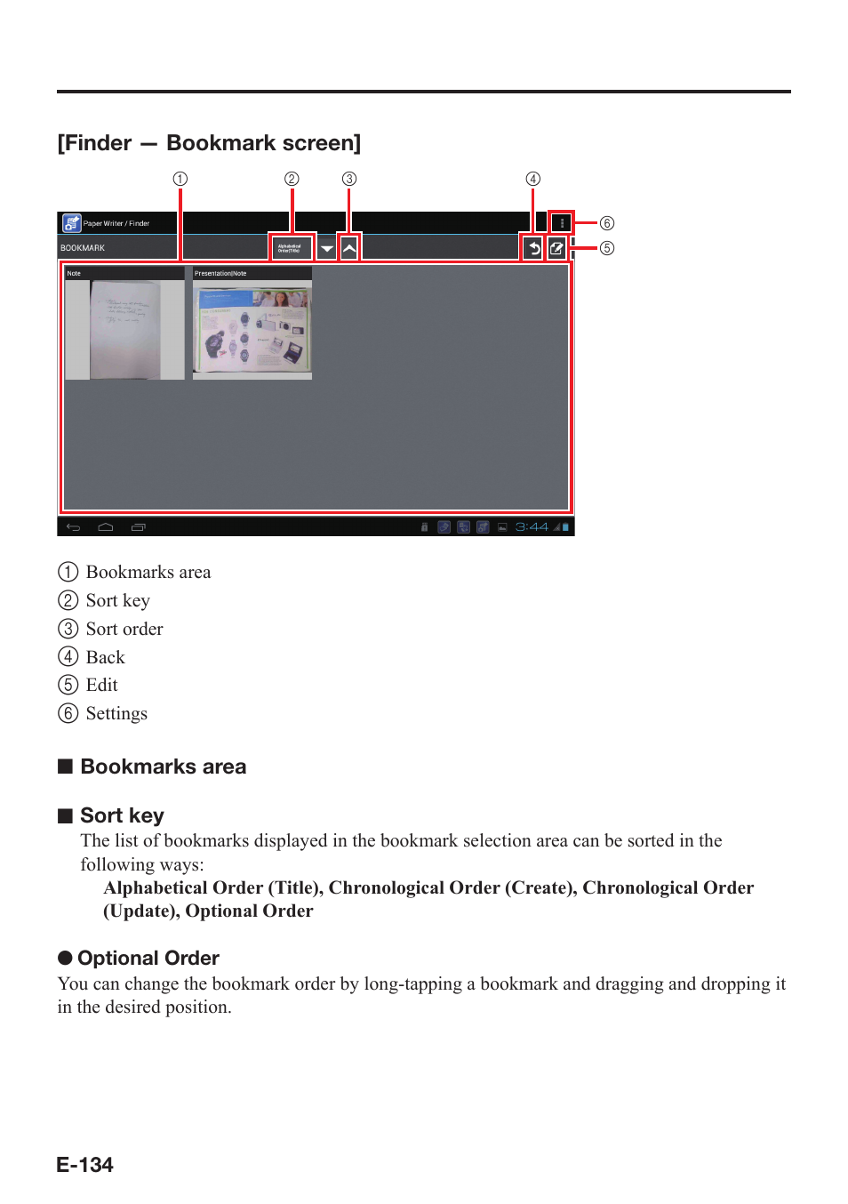 Finder — bookmark screen | Casio V-N500 User Manual | Page 136 / 246