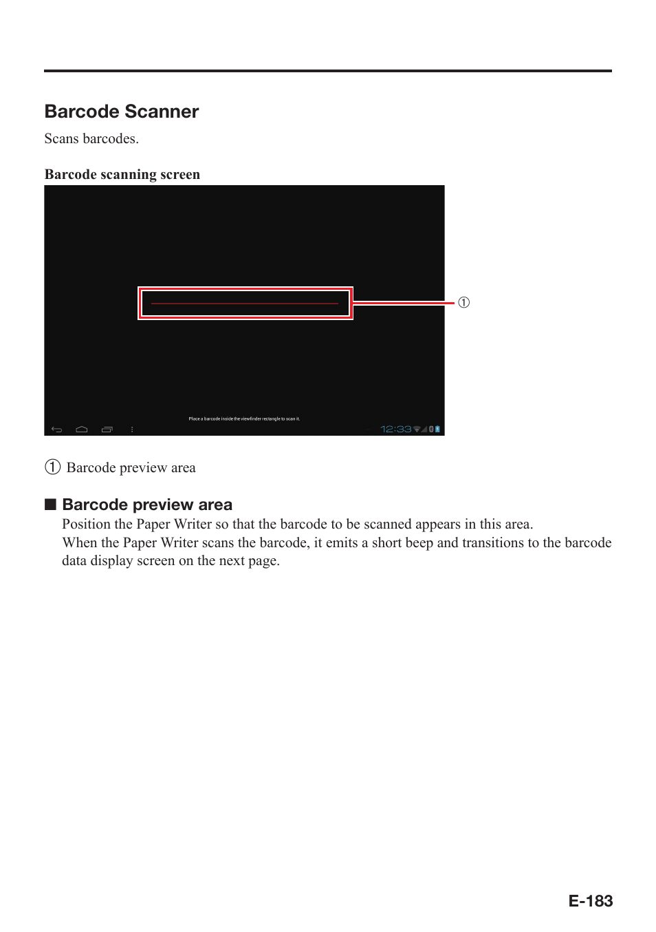 Barcode scanner | Casio V-N500 User Manual | Page 185 / 246