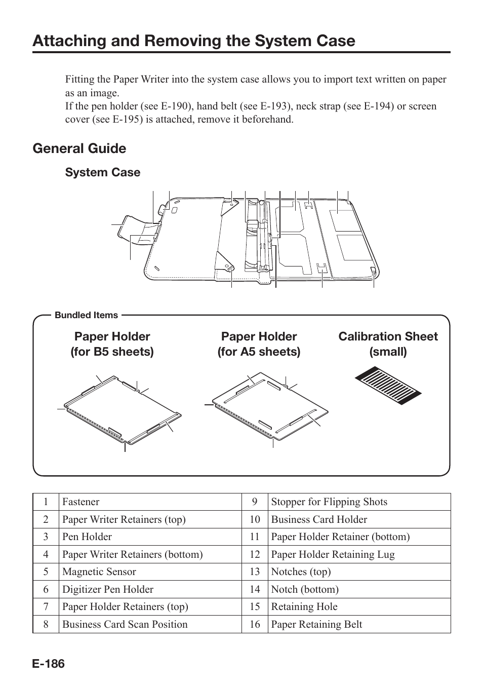 Attaching and removing the system case, General guide | Casio V-N500 User Manual | Page 188 / 246