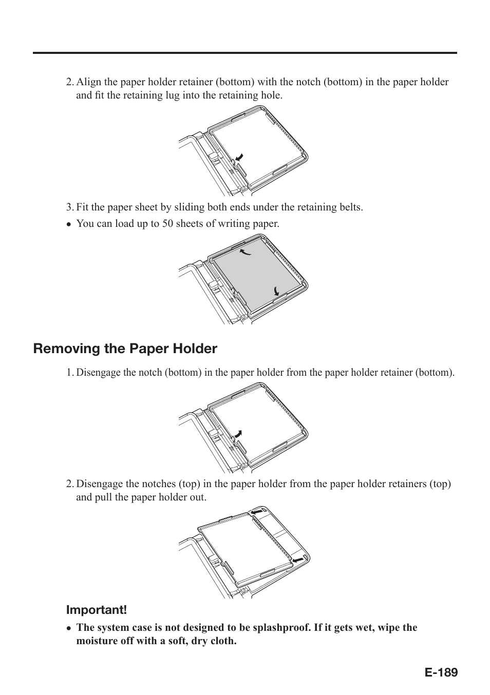 Removing the paper holder | Casio V-N500 User Manual | Page 191 / 246