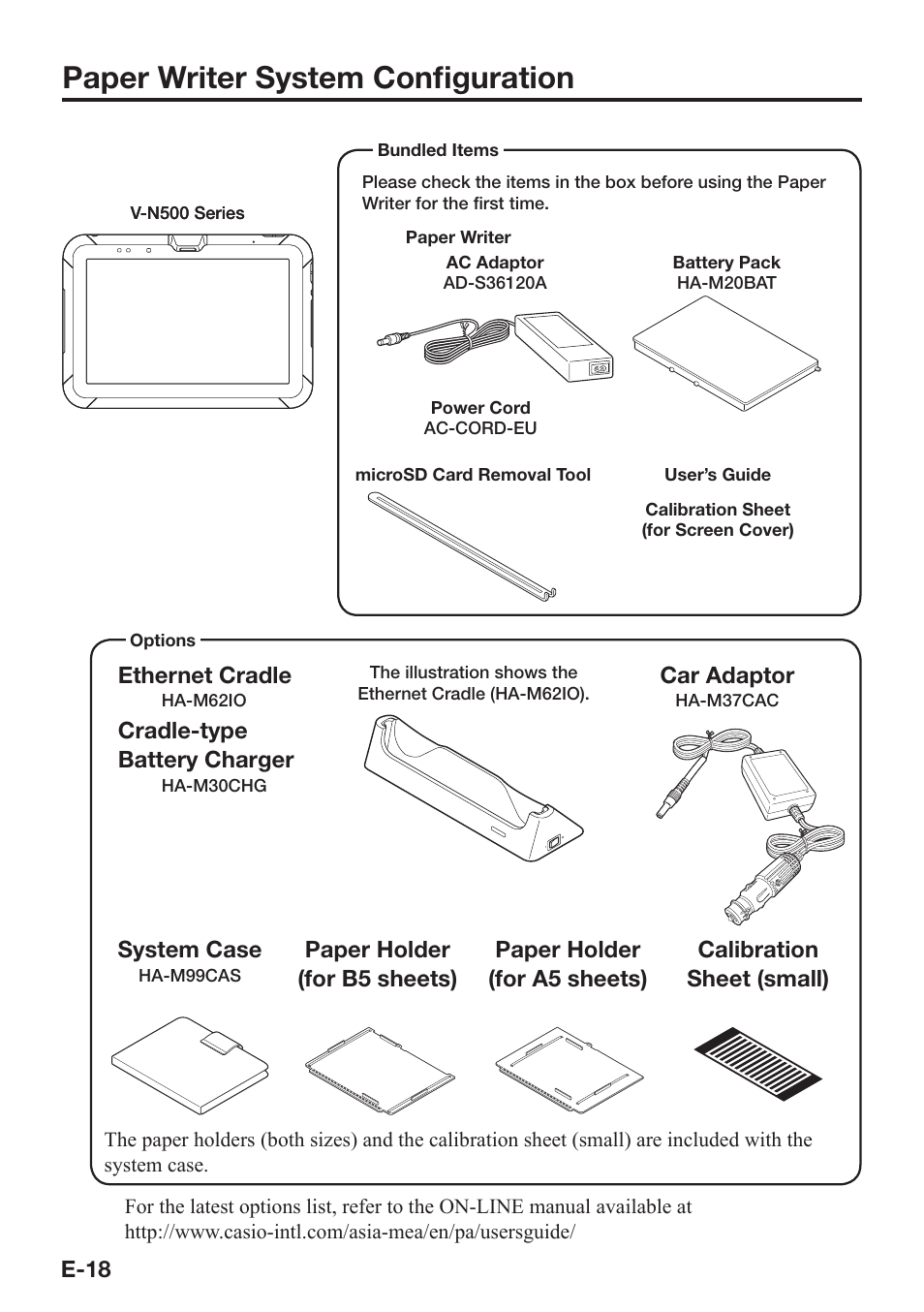 Paper writer system confi guration | Casio V-N500 User Manual | Page 20 / 246