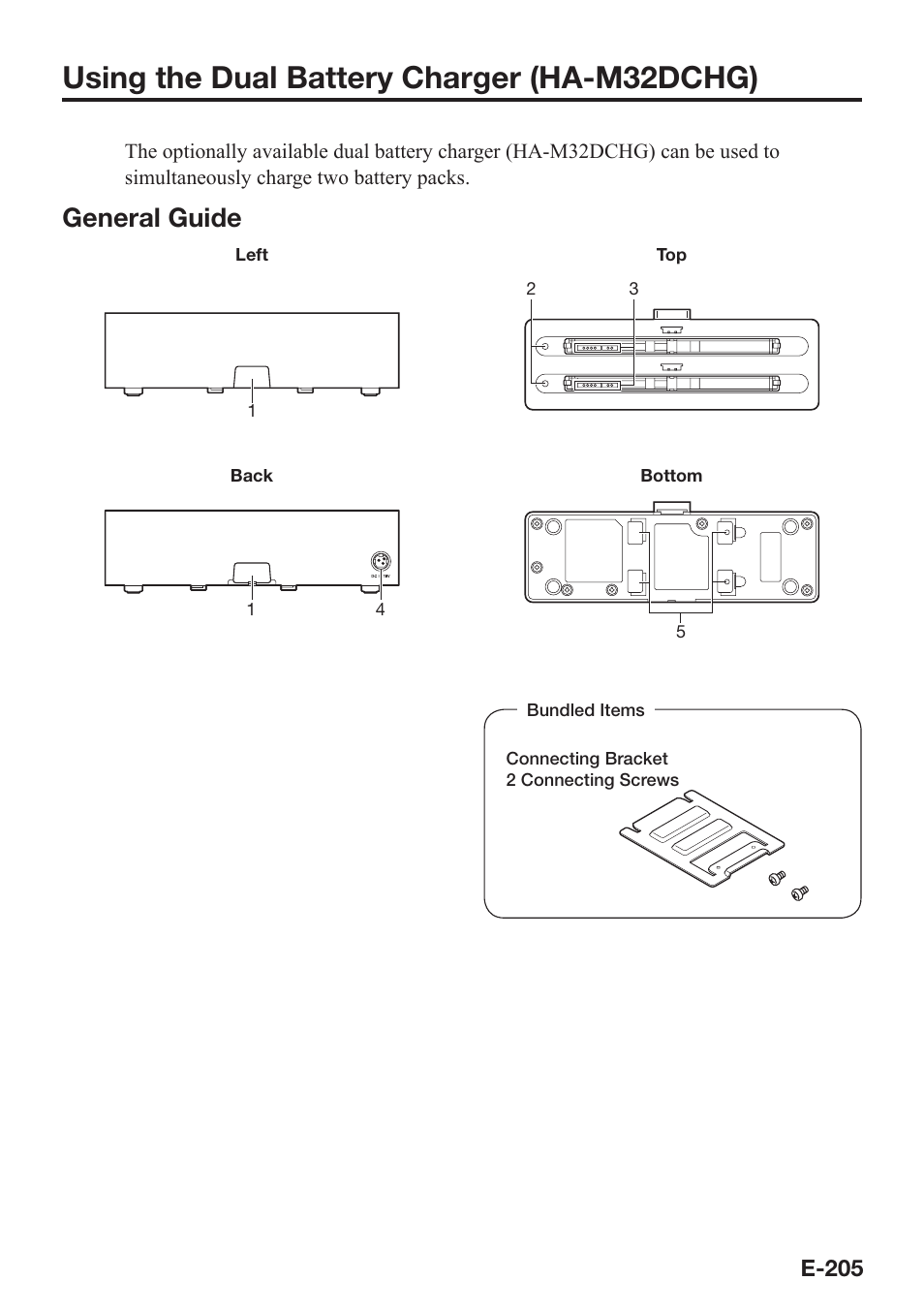 Using the dual battery charger (ha-m32dchg), General guide | Casio V-N500 User Manual | Page 207 / 246