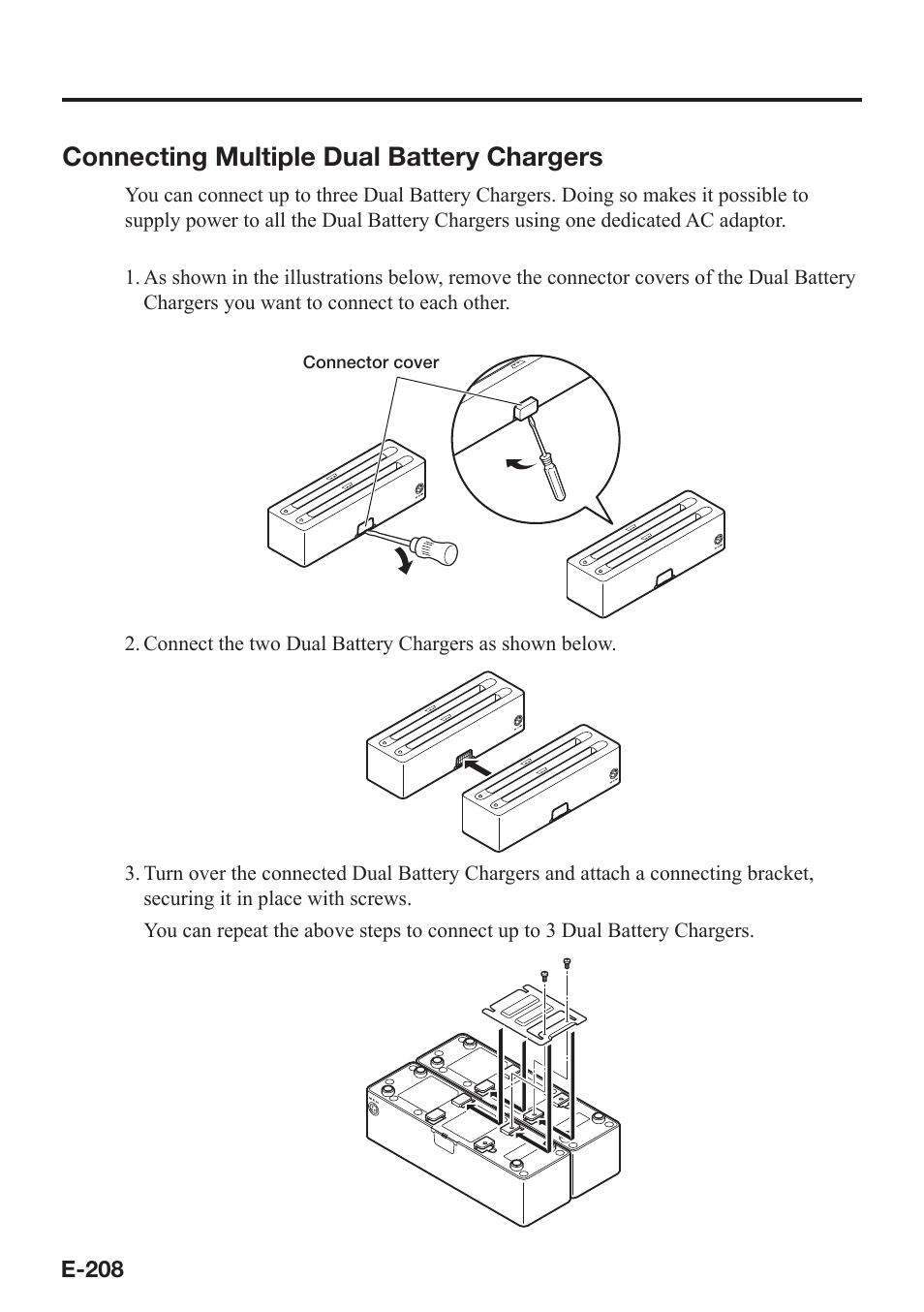 Connecting multiple dual battery chargers | Casio V-N500 User Manual | Page 210 / 246