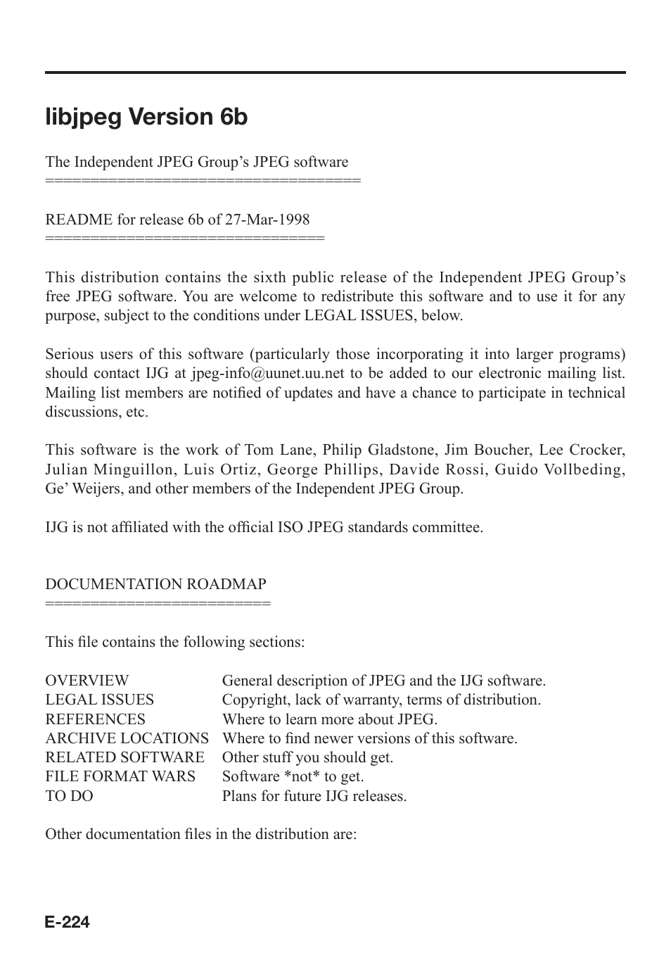 Libjpeg version 6b | Casio V-N500 User Manual | Page 226 / 246