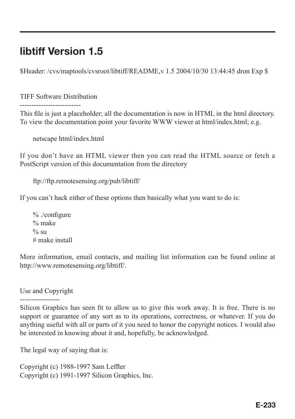 Libtiff version 1.5 | Casio V-N500 User Manual | Page 235 / 246