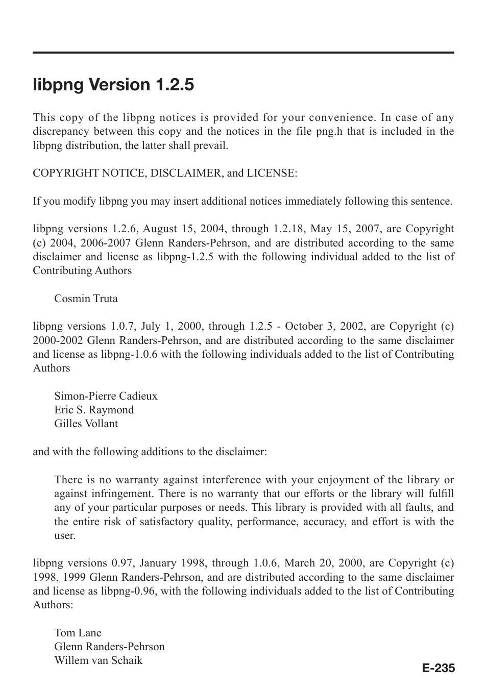 Libpng version 1.2.5 | Casio V-N500 User Manual | Page 237 / 246