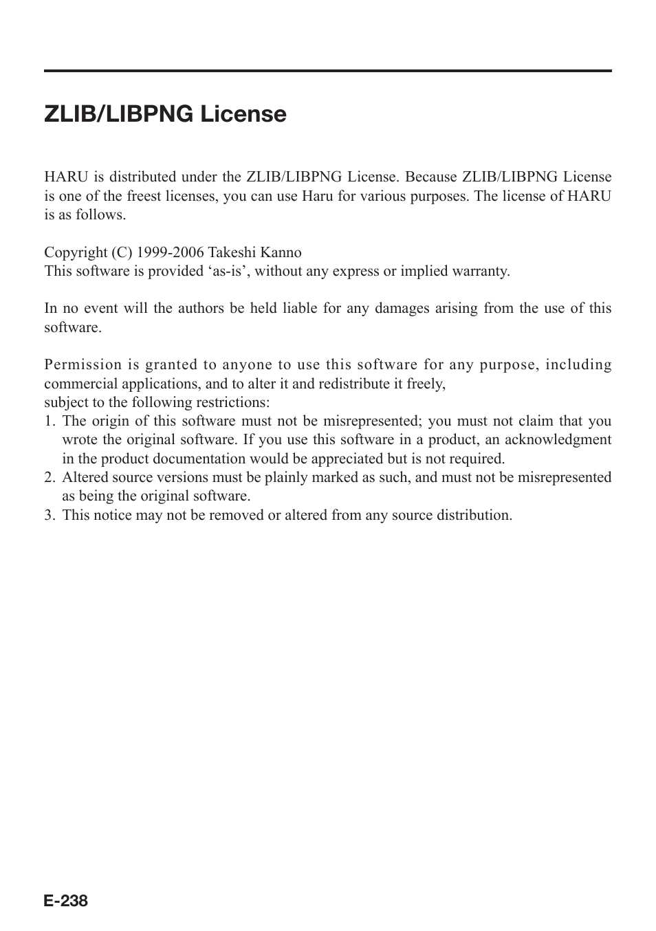 Zlib/libpng license | Casio V-N500 User Manual | Page 240 / 246