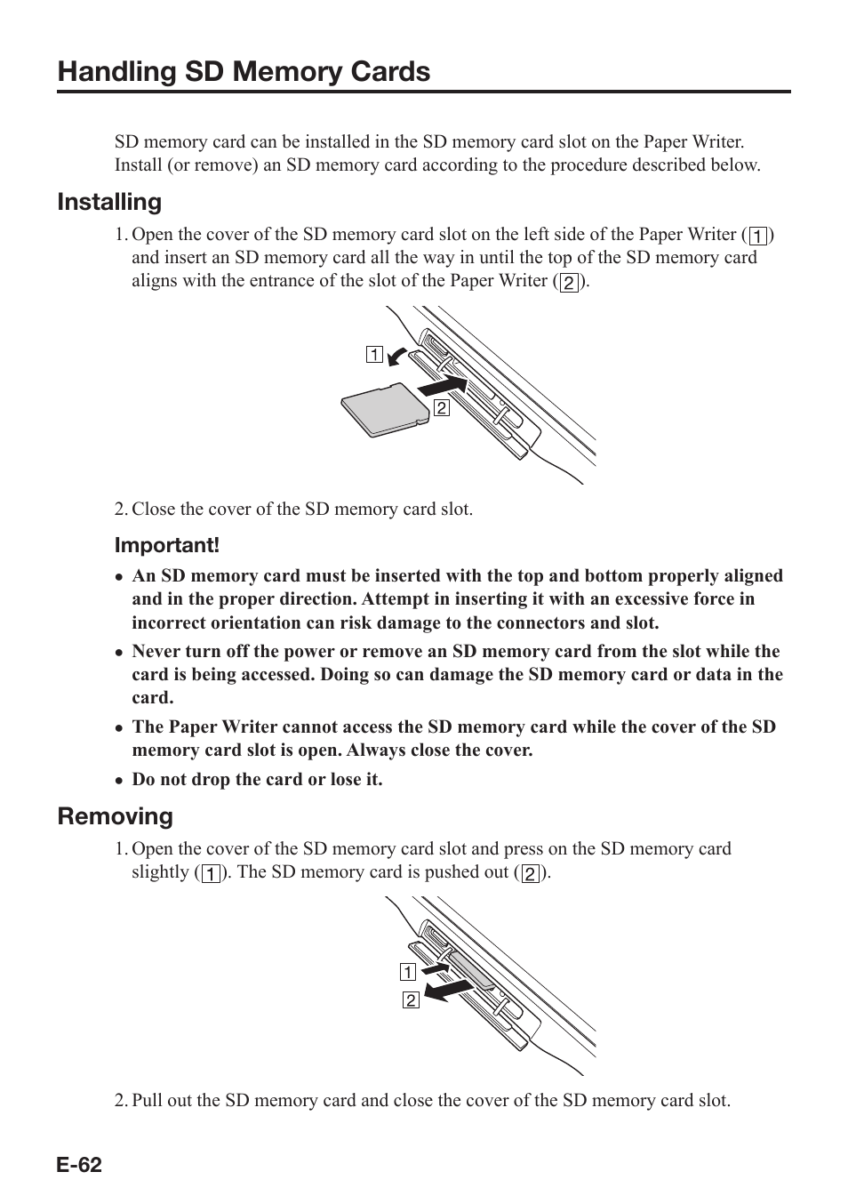Installing, Removing | Casio V-N500 User Manual | Page 64 / 246