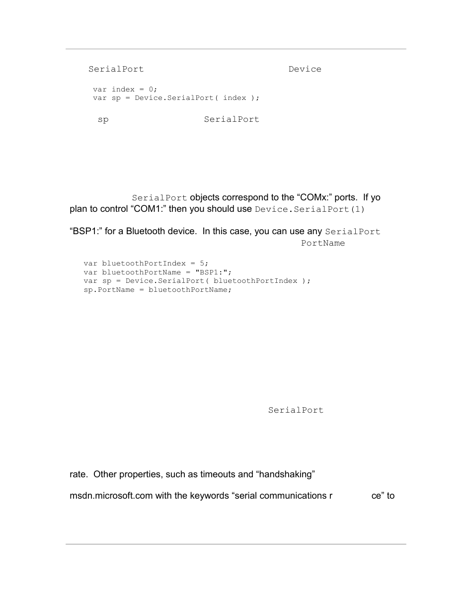 2 setting the portname, 3 configuring serialport properties | Casio Naurtech CETerm Ver.5.5 Scripting Guide User Manual | Page 113 / 164
