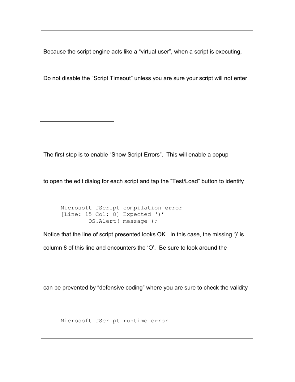 3 limit execution time, 10 debugging scripts, 1 show script errors | Casio Naurtech CETerm Ver.5.5 Scripting Guide User Manual | Page 120 / 164