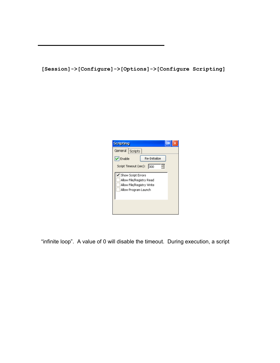 2 enabling scripting and editing scripts, General settings, Editing scripts | Casio Naurtech CETerm Ver.5.5 Scripting Guide User Manual | Page 13 / 164