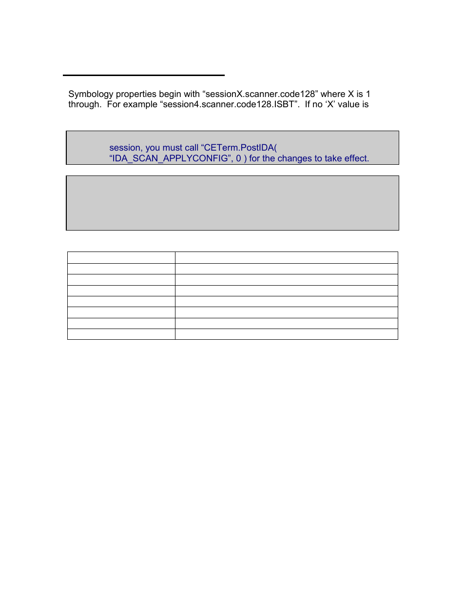 Code 128 symbology properties | Casio Naurtech CETerm Ver.5.5 Scripting Guide User Manual | Page 137 / 164