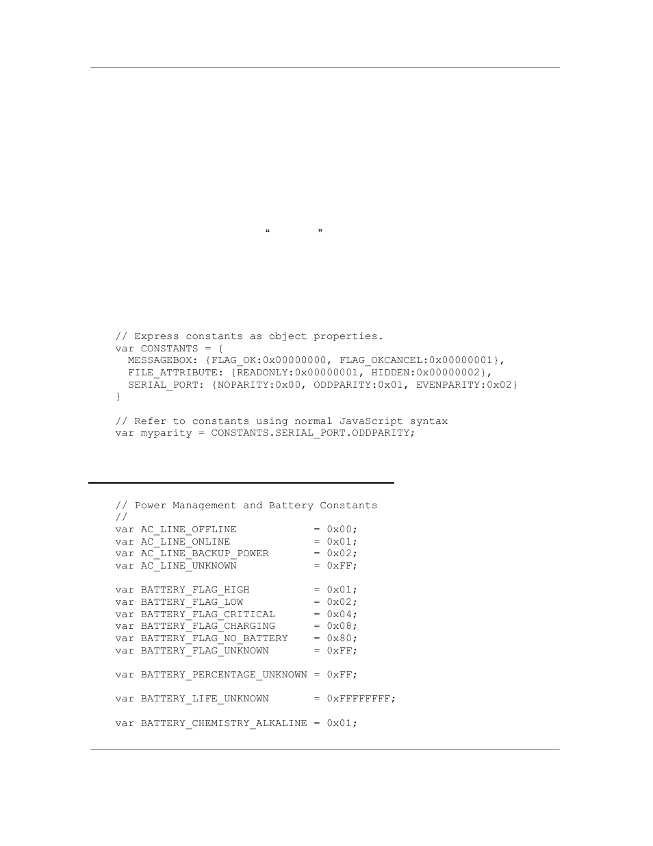 Appendix 4 - constants, Battery and power management constants | Casio Naurtech CETerm Ver.5.5 Scripting Guide User Manual | Page 143 / 164